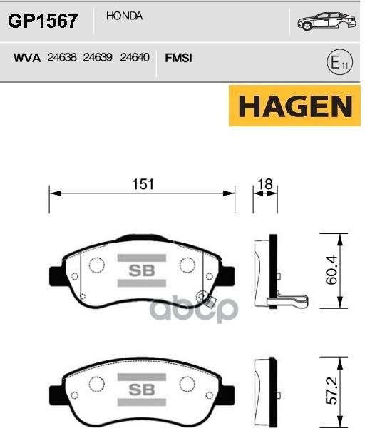 Колодки передние (PREMIUM) SANGSIN BRAKE GP1567